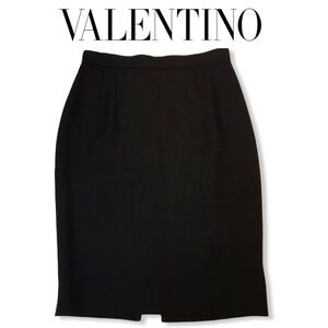 Valentino Boutique Black Wool Skirt Herringbone 8